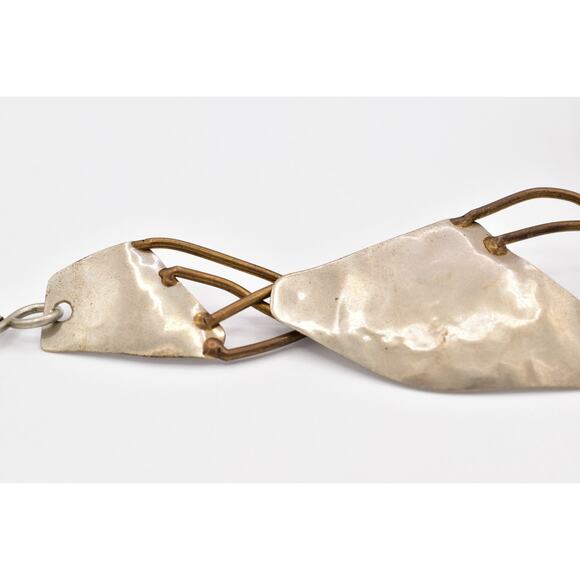 Joseph Boris Brutalist Mixed Metal Flower Chain Belt Hammered Brass Chunky main image 8